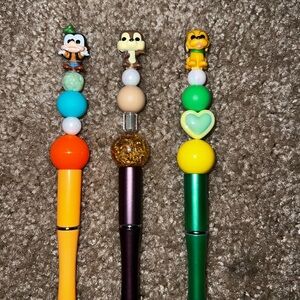 Handmade beaded pens with character topper